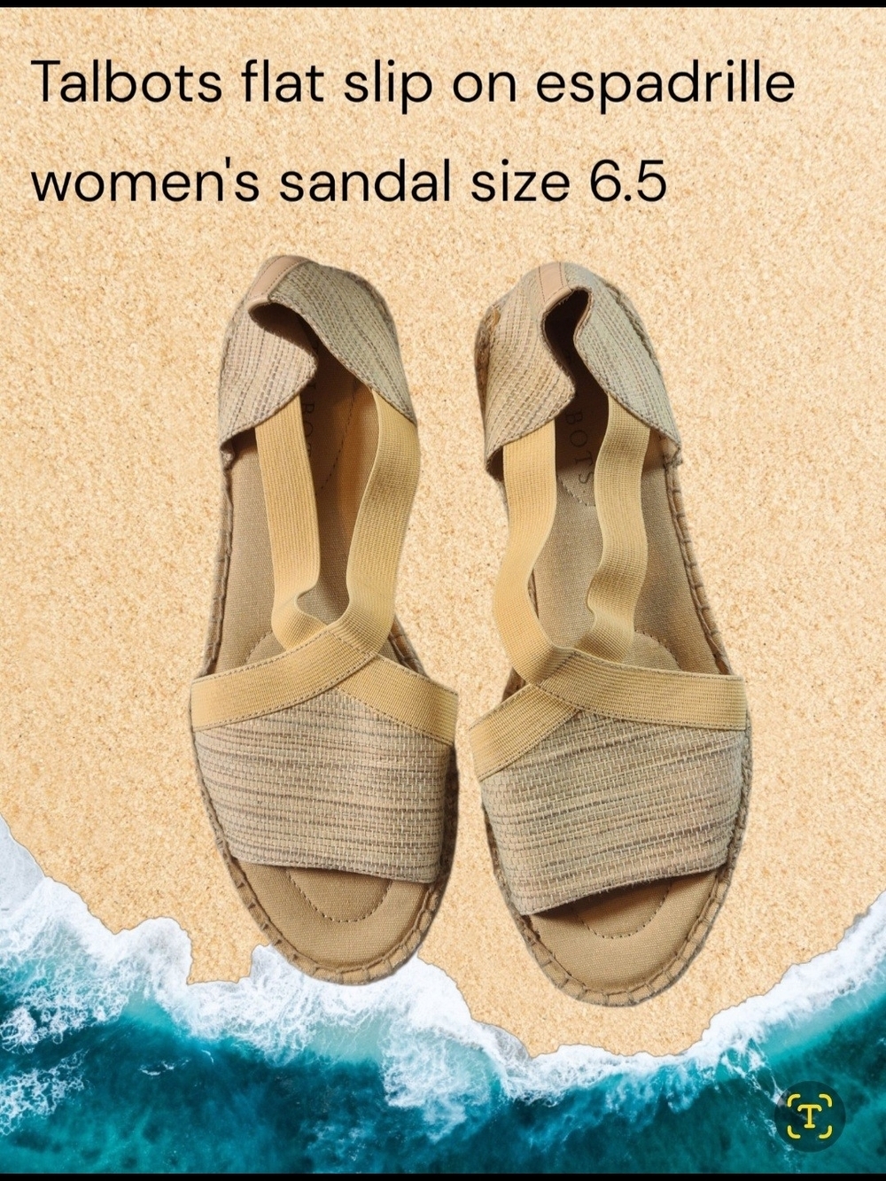 Talbots Womens Casual Beige Tan Crisscross Espadrille Flats Size 6.5